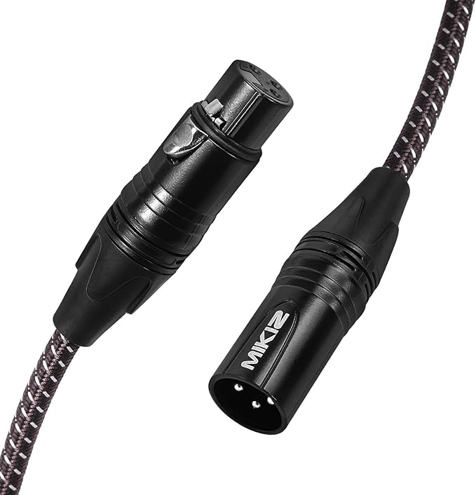 XLR Cables Braided 6ft 2 Pack - Premium Short Anti-tangling XLR Patch Cables Male to Female for Microphone DJ