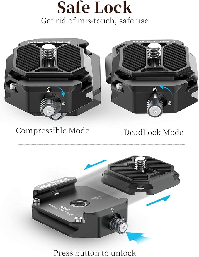 ULANZI F38 Camera Quick Release Plate w 1/4" to 3/8" Screw Thread + ULANZI Smartphone Video Rig with Handles