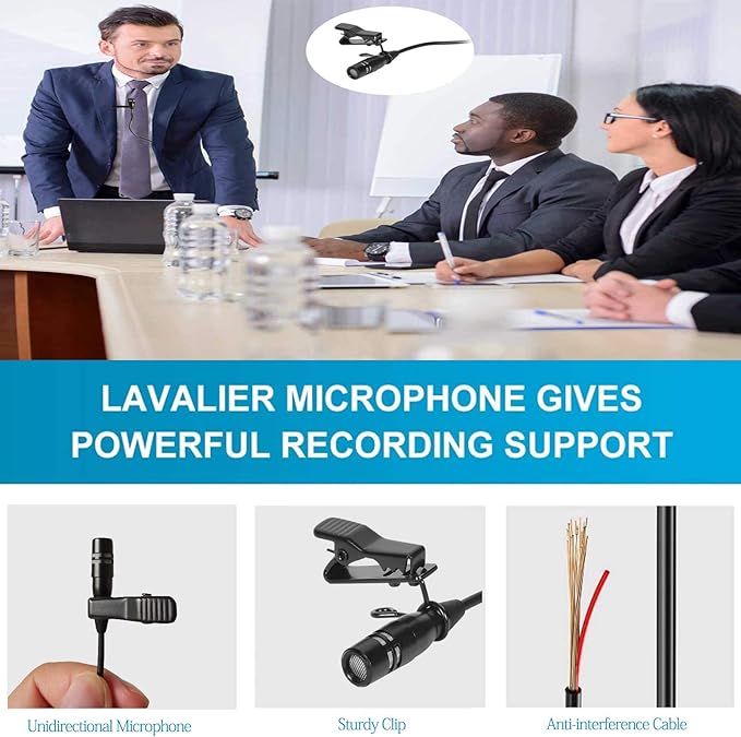 Lavalier Microphone Lapel Microphone Compatible with Shure Wireless Transmitter - Unidirectional Condenser Mic - Mini XLR TA4F Plug