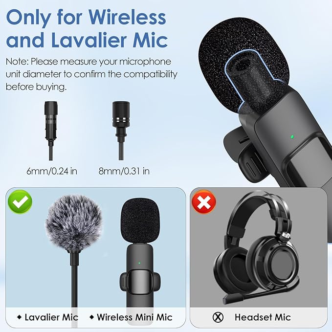 9 Pcs Mini Wireless Foam Microphone, Lavalier Microphone Sponge Mini Foam Cover Set to Reduce Plosive and Better Highlight the Vocals, Washable and Windproof Wind Screen