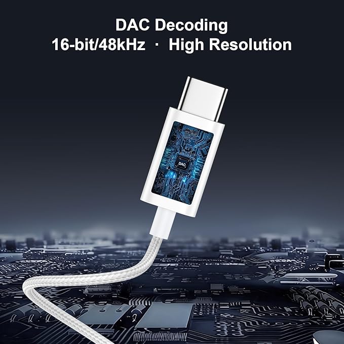 USB C Headphones for iPhone16/15, iPhone Wired Earbuds with Microphone Noise Cancelling Usbc Wired Earphones for Samsung Galaxy A17 iPhone 17Pro Max iPad Pro Wired Ear Buds TypeC Plug, White