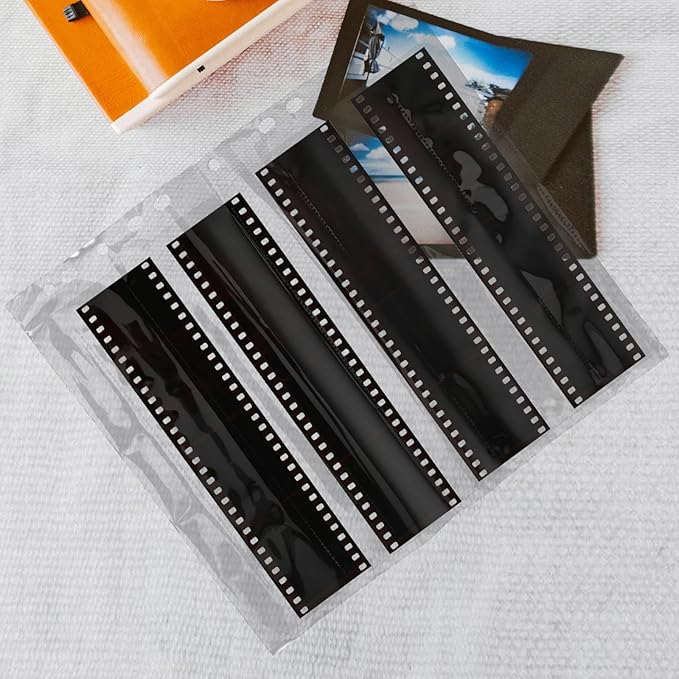FUOYLOO 10pcs Dustproof Negative Film Sleeves with 135-hole Binder Pockets Archival Photo Storage Bags for Photographers and Collectors