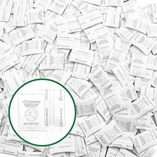 Ink-Free Silica Gel Desiccant – Laser-Marked, Non-Toxic Moisture Absorber Packets, Heat-Sealed, Eco-Friendly for Food, Storage, Tools (1200, 0.25g)