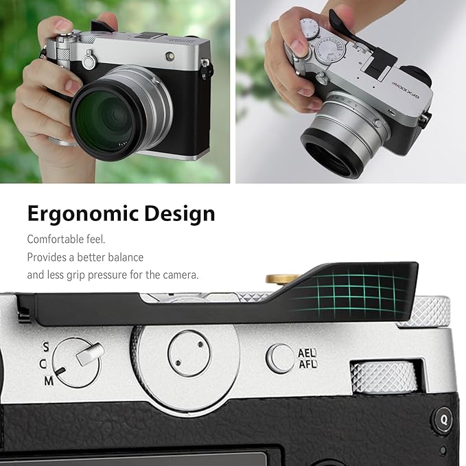Haoge Metal Thumb Up Grip for Fujifilm GFX100RF Camera Digital AccessoriesTHB-GFXRFB Hot Shoe Thumb Up Rest Support Handgrip Black