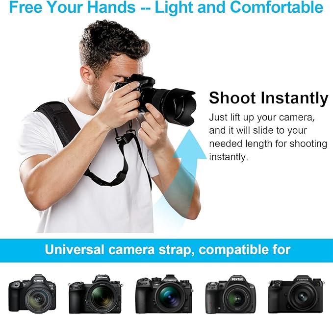 ARVOK Camera Strap - Adjustable Shoulder Strap with Wrist Strap for Nikon Canon Sony Fuji DSLR