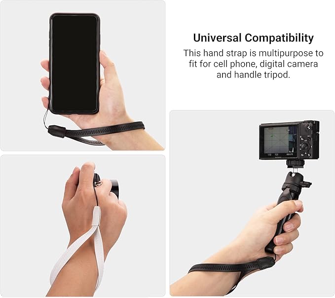 2 Pack (Black & White) 9.25'' Durable PU Short Lightweight Camera Hand Wrist Strap Wristlet Lanyard Phone Keychain String Badge Straps for Osmo Pocket 3 Gopro USB Flash Drive Keys Wallet Charm Decor