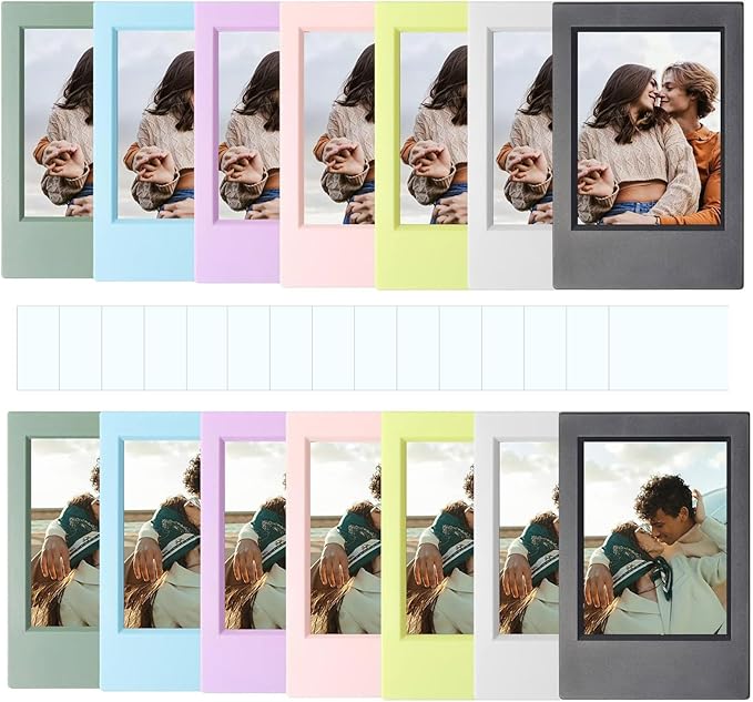 WOGOZAN 2x3 Mini Picture Frame for Fujifilm Instax Mini 12/11/99/41/40/SE/EVO Classic Polaroid Frames 2.15x3.4 Inches Photo Wallet Sized Picture Frame with Protective Film (Colorful) (14 Pack)