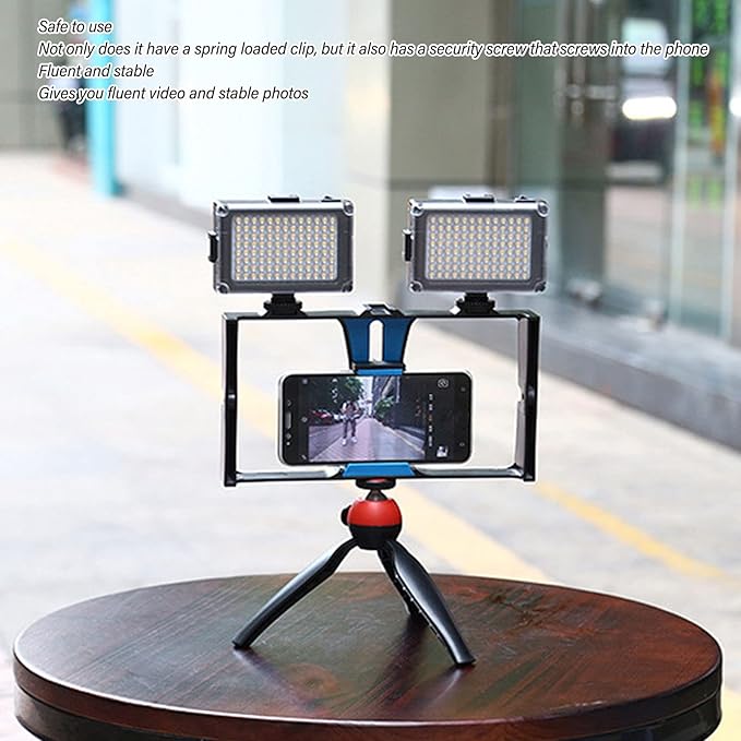 Smartphone Video Cage Rig Filmmaking Vlogging Case Handheld Grip Stabilizer with Cold Shoe Mount 1/4 Interface for 8 Plus for X for