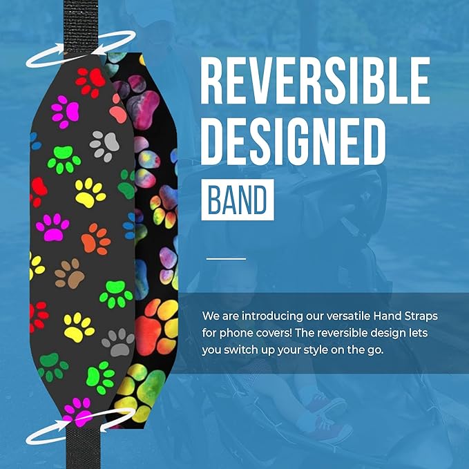 Switchbands Phone Grip Strap - Pack of 2 Reversible Finger Holder for Phone Back, Customizable Anti-Slip Design, Wireless Charging Compatible Detachable Holder for iPhone - Color & Psychedelic Dog Paw