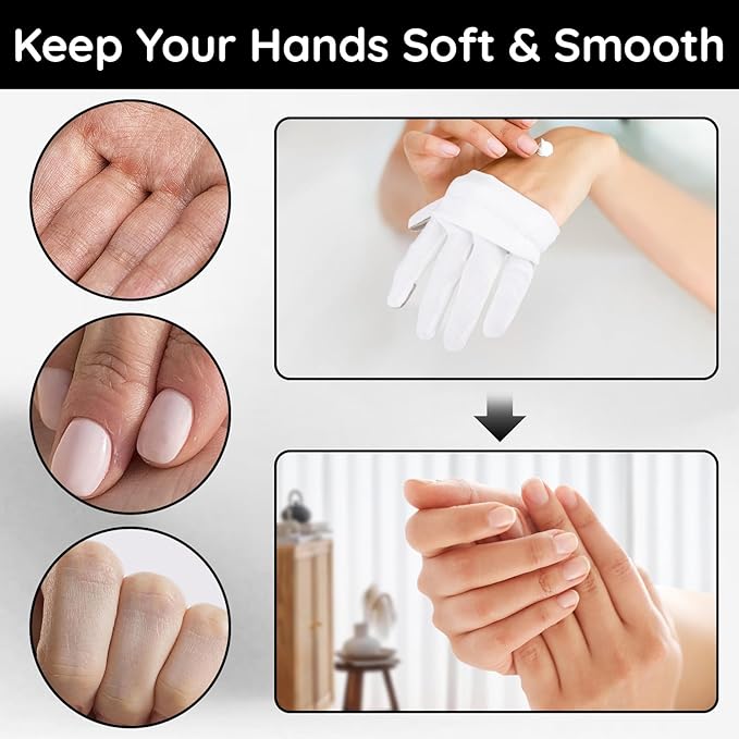 Segbeauty 24 Counts Moisturizing Cotton Gloves with Touchscreen Fingertips, Sleeping Gloves for Dry Hands with Elastic Band, Soft Hand Gloves for Women Men Cotton Sleep Gloves for Coin Art Work Medium