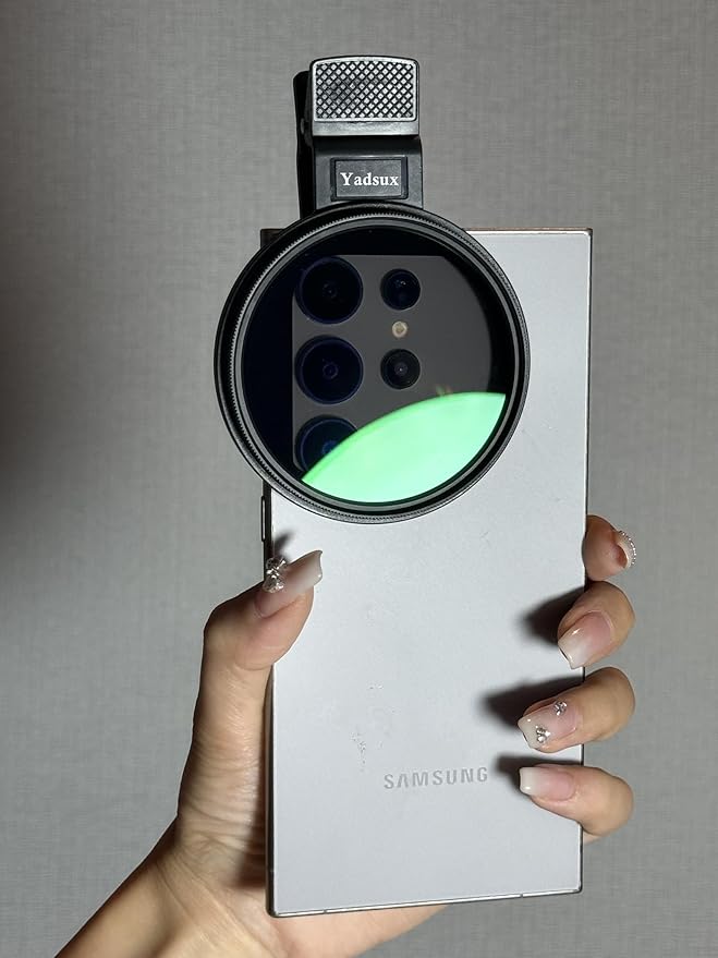 67mm Clip-on Phone CPL Polarizer Filter Lens for Samsung24,23,22 iPhone16,15,14, and Other Smart Phones, Equipped with Detachable Right Angle Shading Board, Applicable to All Mobile Phone Cameras