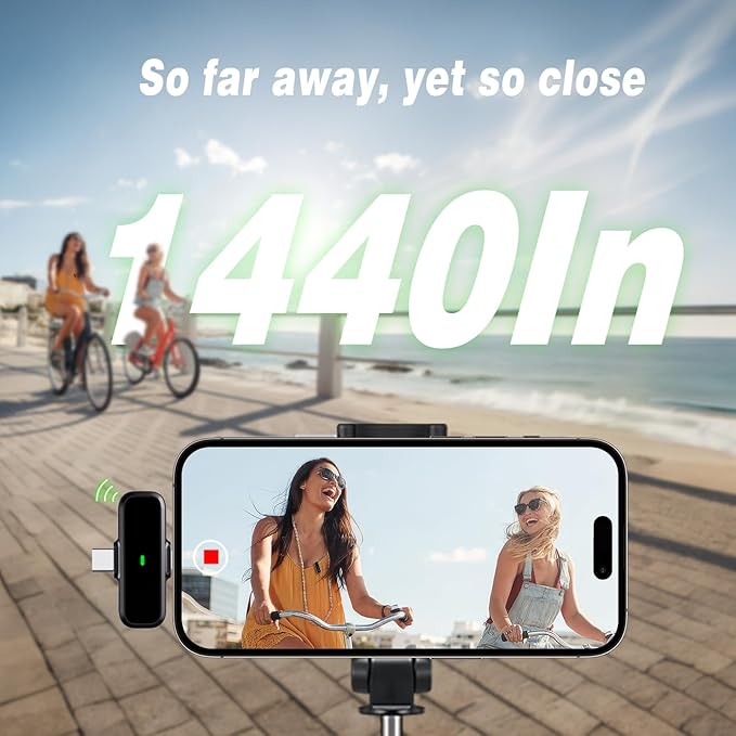 Wireless Lavalier Microphone for iPhone/Android - Dual Mini Noise Canceling Mic with Charging Case(30H), USB-C/Lightning Clip-on Microphone for Video Recording Streaming Podcast Vlogging(Black)
