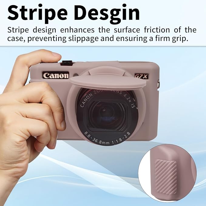 G7X Mark II Case, Protective Case for Canon Powershot G7X Mark II Digital Camera, Removable Lens Cover Silicone Sleeve Soft Camera Cover Rubber Protective Body Skin- Grey