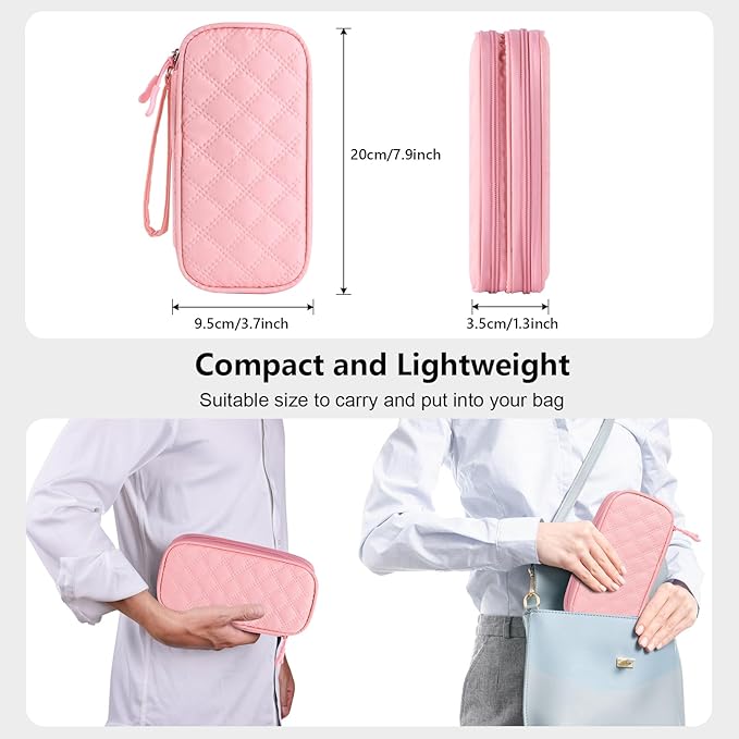 COOTHINE USB Flash Drive Holder Case, Portable Storage Bag Organizer for Samsung/Sandisk Memory Stick/Thumb Drive/Jump Drive/SD Card, with 18 Slots (Pink)