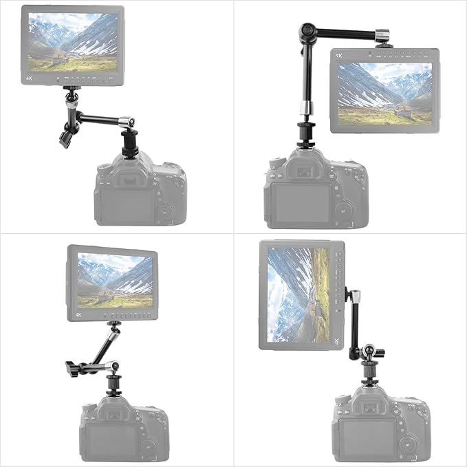 ChromLives Magic Arm Camera Clamp, Adjustable 11" Articulating Arm Camera Mount with Super Clamp W/ 1/4" and 3/8" Thread for DSLR Rig/LCD Monitor/LED Lights/Flash Light