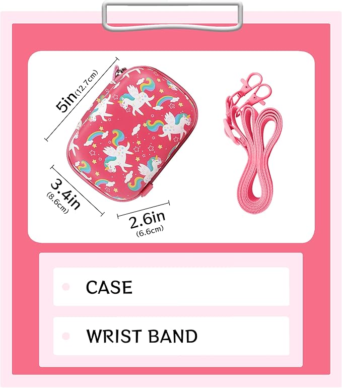 Leayjeen Kids Camera Case Compatible with Goopow/Mgaolo/CIMELR/Seckton/OZMI/Dylanto Kids Camera Toys and Children Digital Video Camera,Best Christmas and Birthday Gifts-Pink Unicorn(Case Only)