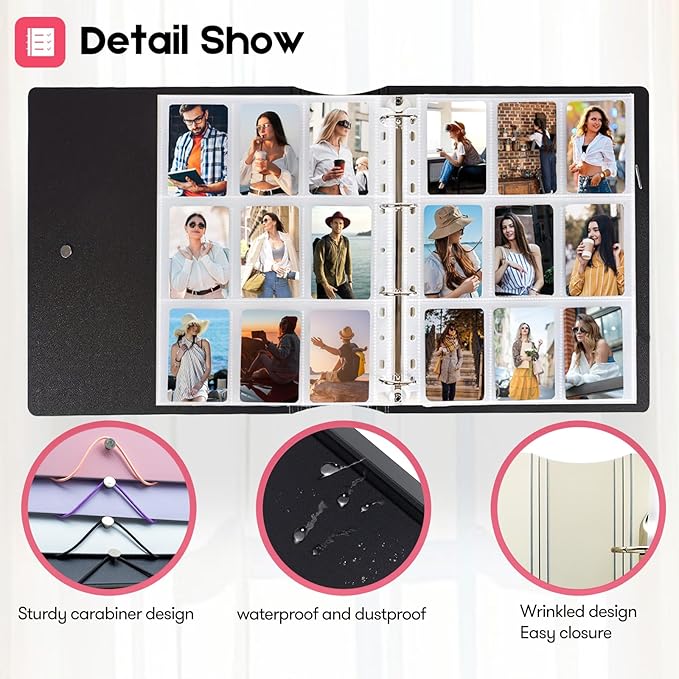 A4 Kpop Photocard Binder with 25 Pages 9 Pocket, 2x3 inch Kpop Photocard Holder Book, Photo Album for Fujifilm Instax Mini Camera Polaroid Printer Photo Film (White)