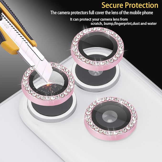Camera Lens Protector for iPhone 17 Pro/17 Pro Max, Aluminum Alloy Tempered Glass Lens Protector with Installation Frame Fits for iPhone 17 Pro/17 Pro Max (Diamond Pink)
