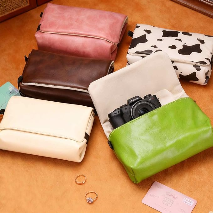 Nexarelle 1Pcs Digital Camera Storage Bag, Nylon Polyester Multi-Purpose Small Portable Storage Bags for Photography CCD Machine Women Men Travel Cosmetic Clutch Purse, Black and White