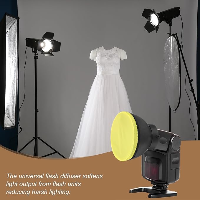 PATIKIL 6.3" x 6.3" Soft Mini Flash Diffuser Cap, 5 Pack Universal Elastic Flash Diffuser Cover for DSLR Camera Flashlight, Yellow