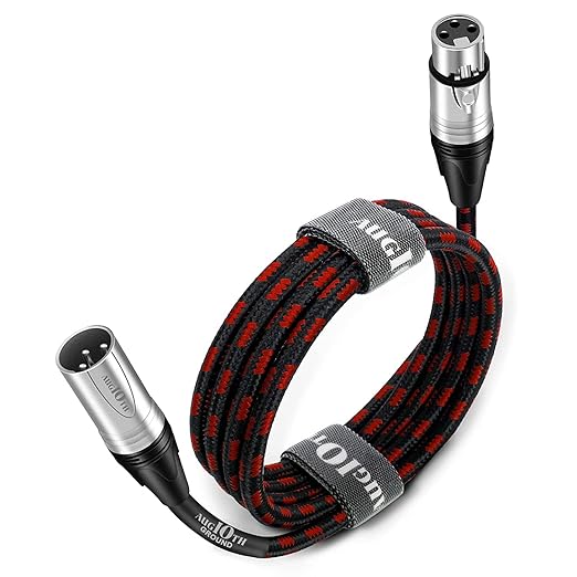 XLR to XLR Pro Mic Cable Male to Female XLR Cable 3-pin Red Balanced Shielded Microphone Cable for Amplifier Mixer,Speaker Systems,Recording Studio,25Ft