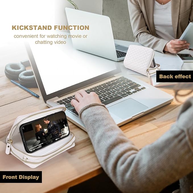 Harryshell Compatible with Samsung Galaxy S26 Plus Case Wallet Multi Zipper Detachable Removable Cover Purse with Card Slots Holder Mirror Crossbody Strap (Compatible with Magsafe - White)
