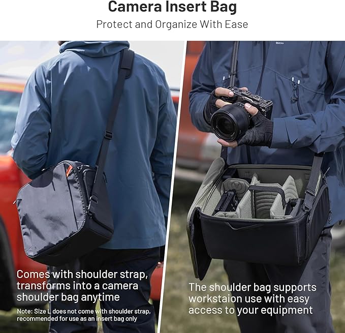 PGYTECH XS Camera Insert Bag, Waterproof Lens Pouch for Photographers and Traveler, Lightweight DSLR/SLR Lens Carring Case with Thicken Partition for Canon/Nikon/Sony/Mirrorless Cameras