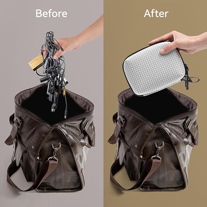 SIMTOP Electronics Organizer Cord Organizer Travel, Small Tech Bag for Cords, Chargers, Power Bank, Earbuds – Portable Cable Pouch for Office, Business Trip, Commute – Water & Scratch-Resistant