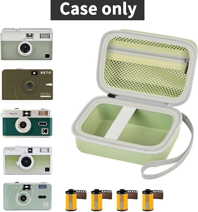 Grapsa Digital Camera Case Compatible with KODAK EKTAR H35 H35N Half Frame Film Camera, Storage Holder Organizer for Kodak Ultra F9 M35 M38 Paper Shoot kamera, 35mm Film Rolls (Box Only) - Green