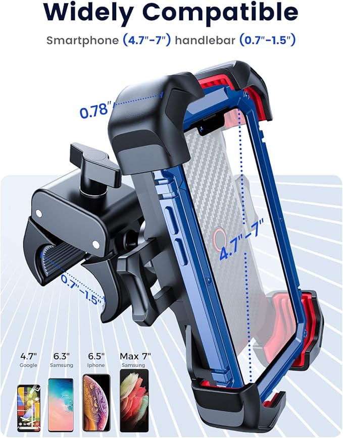 JOYROOM Motorcycle Phone Mount, [1s Auto Lock][100mph Military Anti-Shake] Bike Phone Holder for Bicycle, [10s Quick Install] Handlebar Phone Mount, Compatible with iPhone, Samsung, All Cell Phone