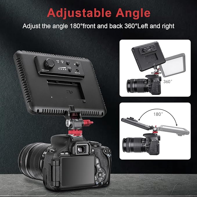 FOMITO Metal Camera Monitor Mount with 1/4" Serew and Cold Shoe, Rotary Adapter 360° Swivel Universal for Flash Speedlite, Field Monitor, LED Video Light, Microphone,etc - Red Color