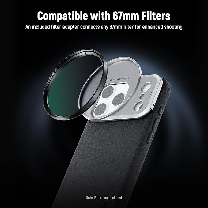 NEEWER Phone Case for 17 Pro Max, Modular Protective TPU/PC Phone Cover with 67mm Thread Filter Ring, 17mm Lens & T Mount Lens Backplates Compatible with Moment MagSafe iPhone 17 Pro Max, PA134