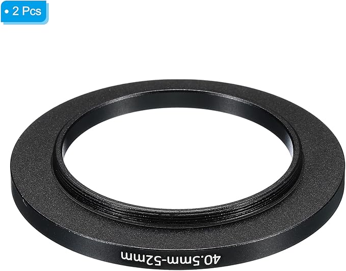 PATIKIL 40.5mm-52mm Metal Step Up Ring, 2 Pack Camera Lens Filter Adapter Ring Aluminum Filter Adapter Ring for Camera Lenses Hood, Black