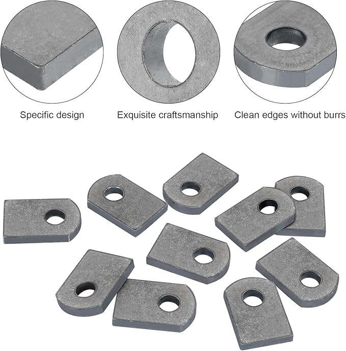 Weld on Tabs, Steel Shock Basic Weld Tab, Universal Weld on Tabs Flat Bottom Mount with a 3/8" Hole.1-1/2" Height, 1" Wide, 3/16" Thick Pack Of 10 Tabs Steel Mounting Bracket OywhC-1