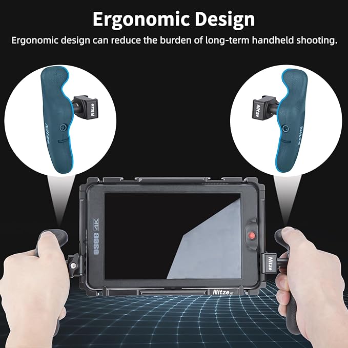 Nitze Side Handle Kit with NATO Clamp, 360° Adjustable NATO Side Handles for Smartphone/iPad/Monitor/Camera Cages - PA32C