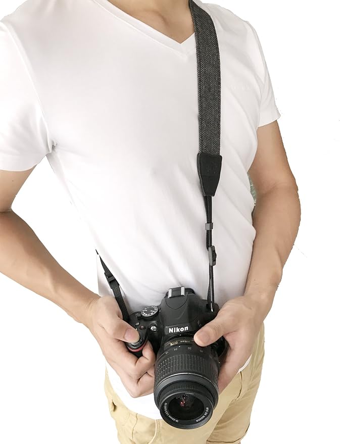 Alled XN01-0943 Neck Shoulder Belt Strap, Vintage Print Soft Colorful Camera Straps for Women/Men, All DSLR/Nikon/Canon/Sony/Olympus/Samsung/Pentax/Olympus, Black