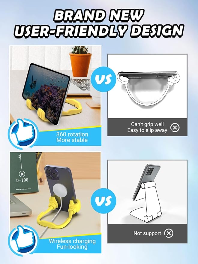 Stocking Stuffers for Men Women Teens Kids Gifts for Men Christmas: Thumbs Up Lazy Phone Stand Holder Funny Gadgets Teenage Boys Girls Dad Father Mother Mom (Black+Purple+White+Yellow, 4)