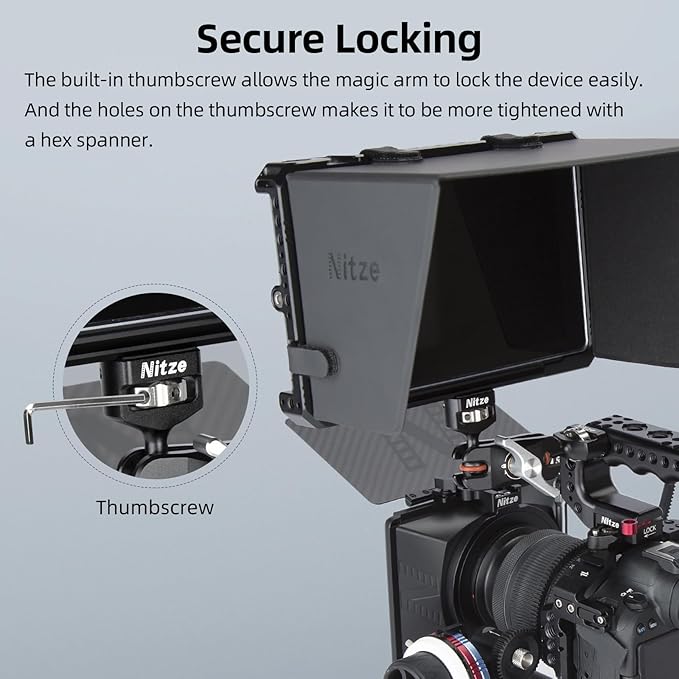Nitze Camera Magic Arm with Double Ballheads (1/4" to 3/8" Screw with Retractable Locating Pins), Articulating Magic Arm Camera Mount Aluminum Alloy - N50-G2