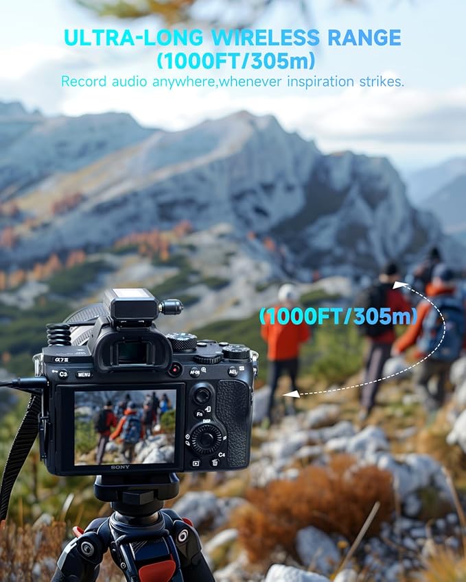 Donner Wireless Lavalier Microphone VPM-20 Camera Vesion, with Charging Box, Dual-Channels Mics, 3.5mm TRS Jack, Plug-Play, 1000ft Range, 48KHz 24Bit, Noise Cancellation, 40h Use Max