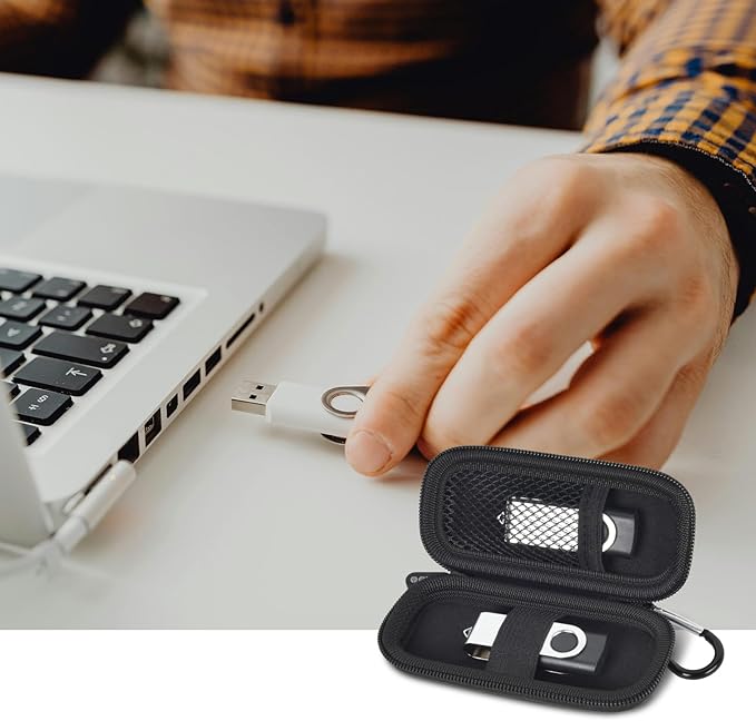 USB Flash Drive Case, SD Card Holder Compatible with Thumb Drive, Memory Cards, SDXC SDHC Storage Bag, Electronic Accessories Organizer for SanDisk for Samsung for Inland (All Black)