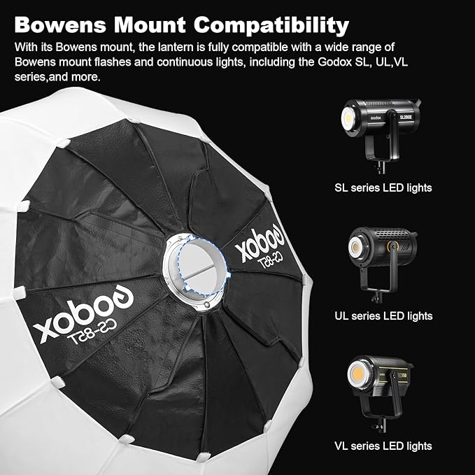 Godox CS-85T Lantern Softbox 33.5in/ 85cm Quick Release 360° Light Diffuser Bowens Mount Lantern Softbox for Godox SL60 SK400 SL150 DP400 DP800 SL300 (33.5")