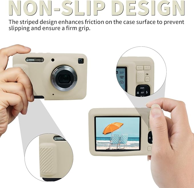 Easy Hood Camera Case for Kodak PIXPRO FZ55, Soft Silicone Cover Anti-Scratch Slim Fit FZ55 DSLR Camera Sleeve Body Skin Travel Protective Case, Beige