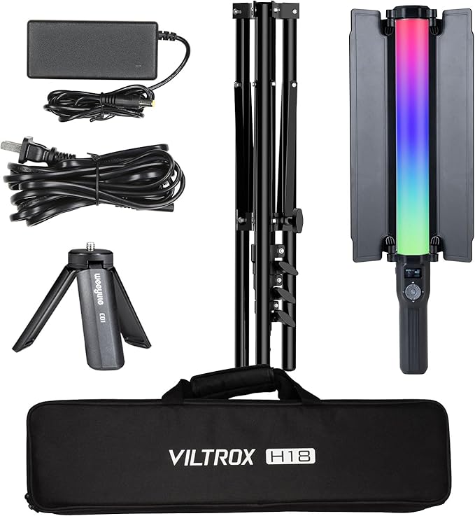 VILTROX 18W Photography Video Lighting Wand Kits with 79" Tall Tripod Stand Photography Stick RGB Led Light Wand Video Wand Baffle Lights Wand Handheld Rechargeab