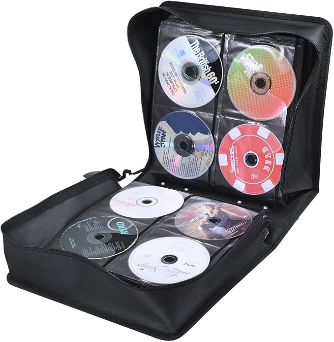 Siveit CD/DVD Case Binder - 400 Capacity Disc Storage Holder, Black PU Binder