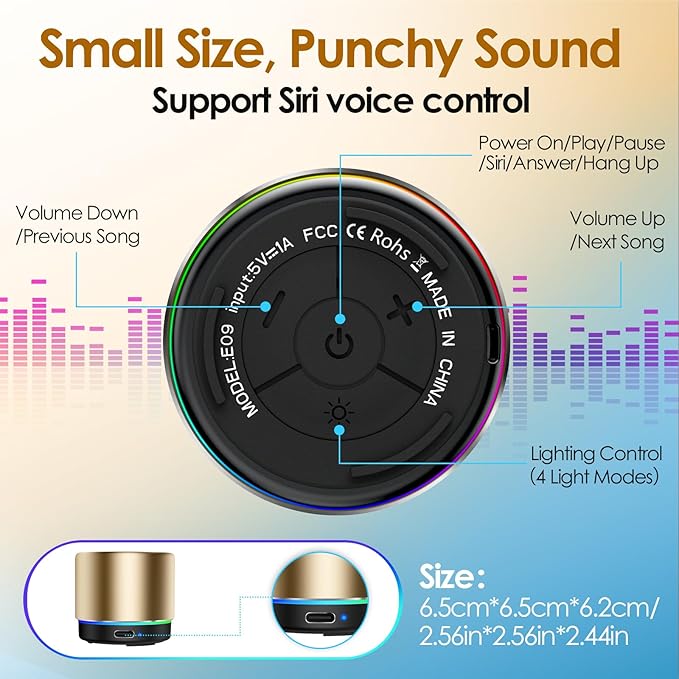 Mini Bluetooth Speaker with BT5.4, 12H Battery Life & Noise Reduction Mic – Portable Wireless Speakers for Work, Party, and White Elephant Gifts for Adults, speakers bluetooth wireless with Tws