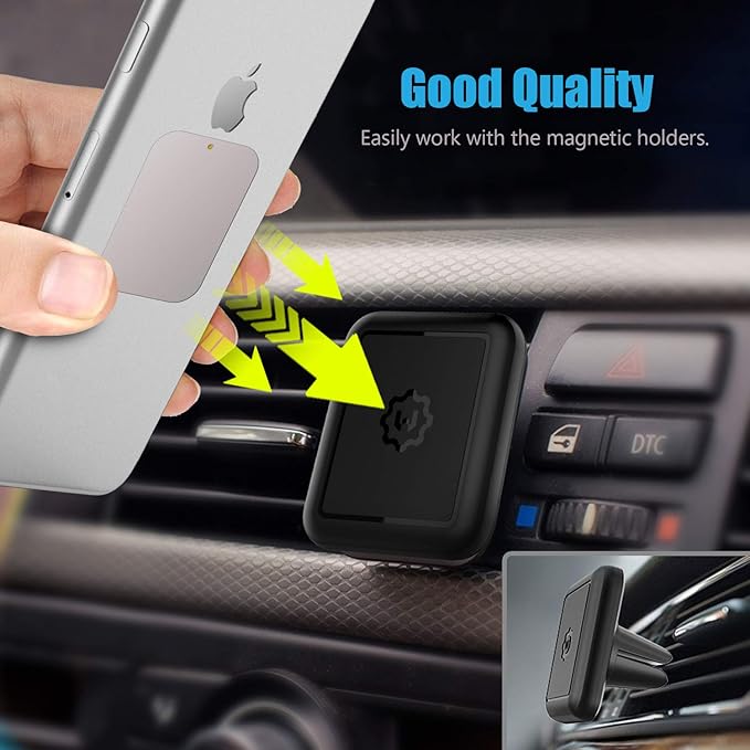 WixGear Mount Metal Plate with Adhesive for Magnetic Cradle-Less Mount - X4 Pack 2 Rectangle and 2 Round (Compatible with Magnetic mounts) (Silver)