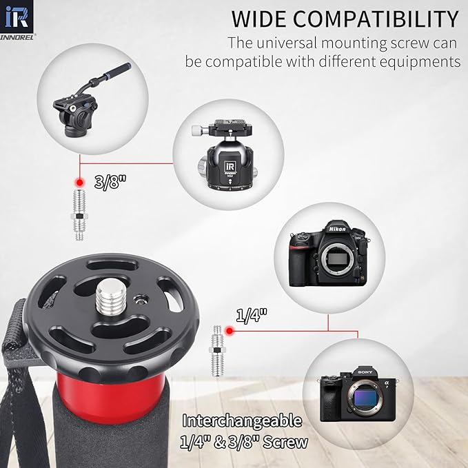 INNOREL U325A Camera Monopod 66.9 in/170 cm Aluminum Alloy 5-Section with Fast Flip Lock Travel Monopod for Canon Nikon Sony DSLR Camera Video Camcorder DV Photography Bracket Load 26 lb/12 kg