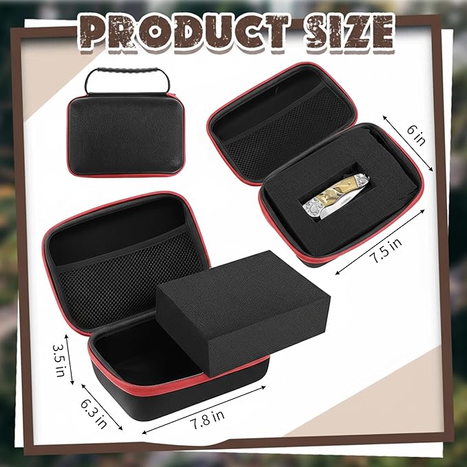 Relaxweex EVA Hard Case with Customizable Foam 7.8 x 6.3 x 3.5 Inch Protective EVA Carrying Case Shockproof Outdoor for Camera, Digital Products, Electronic Instruments with Knife, Black and Red