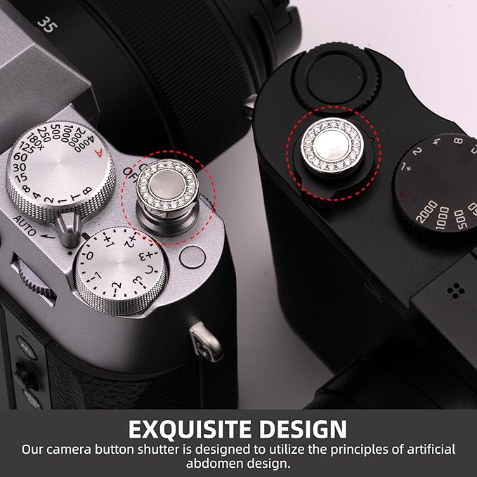 Camera Shutter Button, Copper Soft Shutter Release Button,Camera Release Button Suitable for Sony, Fujifilm, Leica DSLR/SLR,Nikon Camera (Zircon+Mother of Pearl)