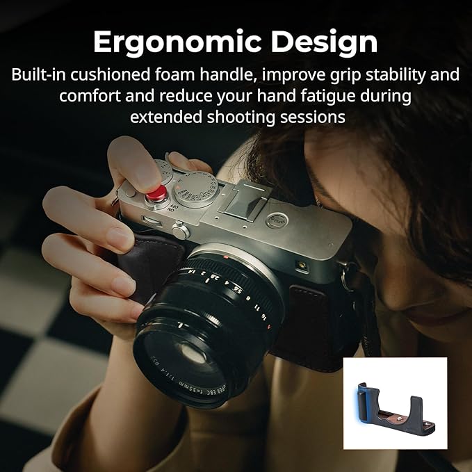 SMALLRIG X-E5 Leather Case Kit for FUJIFILM X-E5, Vintage Half-Body Case with Shoulder Strap, Genuine Leather Material（Black）- 5450
